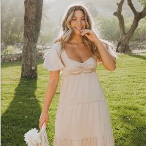 Show Me Your MuMu Champagne Luxe Satin Nicole Maxi Dress